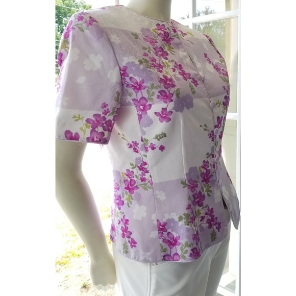 Adrianna Papell Pink/Purple Floral Blouse, 8, NWT - Picture 8 of 10